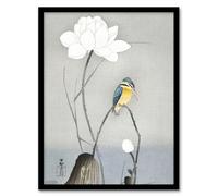 Artery8 Ohara Koson Kingfisher With Lotus Flower Framed Wall Art Print Home Décor A3
