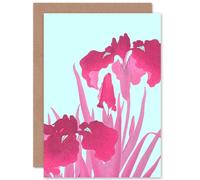 Wee Blue Coo Ohara Koson Pink Iris Flowers Greeting Card With Envelope Inside Premium Quality