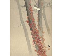 Artery8 Ohara Koson Red Ivy Japanese Painting Extra Large XL Wall Art Poster Print