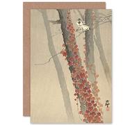 Artery8 Ohara Koson Red Ivy Japanese Painting Fine Art Greeting Card Plus Envelope Blank Inside