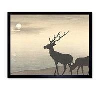 Artery8 Ohara Koson Torii Gate And Deer Landscape Art Print Framed Poster Wall Decor 12x16 inch