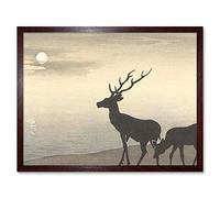 Artery8 Ohara Koson Torii Gate And Deer Landscape Art Print Framed Poster Wall Decor 12x16 inch