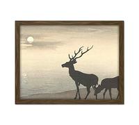 Artery8 Ohara Koson Torii Gate And Deer Landscape Artwork Framed Wall Art Print 18X24 Inch