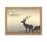 Artery8 Ohara Koson Torii Gate And Deer Landscape Artwork Framed Wall Art Print 18X24 Inch