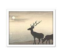 Artery8 Ohara Koson Torii Gate And Deer Landscape Artwork Framed Wall Art Print 18X24 Inch