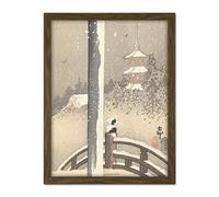Artery8 Ohara Koson Torii Gate In The Snow Bird Japanese Artwork Framed Wall Art Print 18X24 Inch
