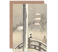 Artery8 Ohara Koson Torii Gate In The Snow Bird Japanese Fine Art Greeting Card Plus Envelope Blank Inside