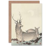 Artery8 Ohara Koson Two Deer Japanese Painting Fine Art Greeting Card Plus Envelope Blank Inside