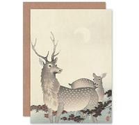 Artery8 Ohara Koson Two Deer Japanese Painting Fine Art Greeting Card Plus Envelope Blank Inside