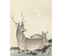 Artery8 Ohara Koson Two Deer Japanese Painting Large Wall Art Poster Print Thick Paper 18X24 Inch