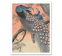 Artery8 Ohara Koson Two Peacocks On Tree Branch Painting Art Print Framed Poster Wall Decor 12x16 inch