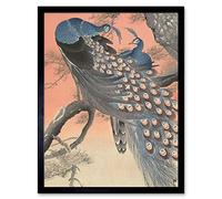 Artery8 Ohara Koson Two Peacocks On Tree Branch Painting Art Print Framed Poster Wall Decor 12x16 inch