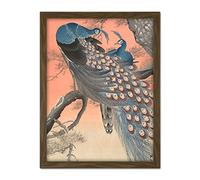 Artery8 Ohara Koson Two Peacocks On Tree Branch Painting Artwork Framed Wall Art Print 18X24 Inch
