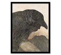 Artery8 Old Crow Bird Painting Vintage Framed Wall Art Print van Hoytema in Brown | Size: A4 Artery8 Brown A4