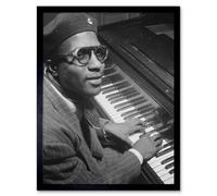 Artery8 Old Jazz Legend Thelonious Monk Guy Home Decor 12x16" Framed Art Print in Grey | Size: W12" x H16" Artery8 Grey W12" x H16"