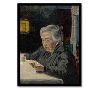 Artery8 Old Lady Reading Grandmother Portrait Kubincan Framed Wall Art Print | Size: W12" x H16" Artery8 Multicolor W12" x H16"