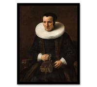 Artery8 Old Lady with a Book Rembrandt van Rijn Framed Wall Art Print in Brown | Size: A4 Artery8 Brown A4