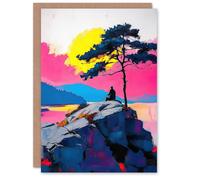 Artery8 Old Man Lone Tree Sunset Coastal Cliff Landscape Birthday Greeting Card Artery8 Multicolor