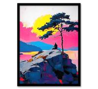 Artery8 Old Man Lone Tree Sunset Coastal Cliff Landscape Living Room Artwork Framed Wall Art Print A4