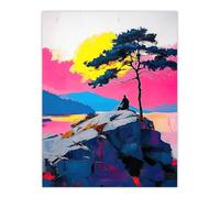 Artery8 Old Man Lone Tree Sunset Coastal Cliff Landscape Living Room Large Wall Art Poster Print Thick Paper 18X24 Inch