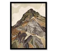 Artery8 Old Man Of Coniston Peak Modern Folk Art Earthy Living Room Artwork Framed Wall Art Print A4