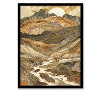 Artery8 Old Man Of Coniston Sunrise Iconic Landscape Framed Art Print in Brown | Size: A4 Artery8 Brown A4