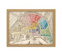 Artery8 Old Map Amsterdam Distribution Of National Guard Artwork Framed Wall Art Print 18X24 Inch