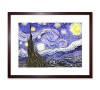 Artery8 Old Master Painting Van Gogh Starry Night Star Sky Swirl Brushstrokes Post Impressionism Print Framed Wall Art Print Picture 12X16 inch Artery8 Brown