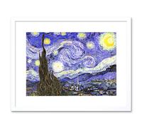 Artery8 Old Master Painting Van Gogh Starry Night Star Sky Swirl Brushstrokes Post Impressionism Print Framed Wall Art Print Picture 12X16 inch Artery8 White