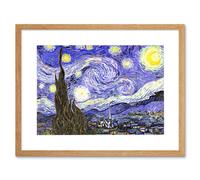 Artery8 Old Master Painting Van Gogh Starry Night Star Sky Swirl Brushstrokes Post Impressionism Print Framed Wall Art Print Picture 12X16 inch Artery8 Light Oak