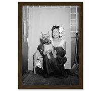 Artery8 Old Photo Portrait Blues Jazz Singer Billie Holiday USA Black & White A4 Artwork Framed Wall Art Print in Brown Artery8 Brown
