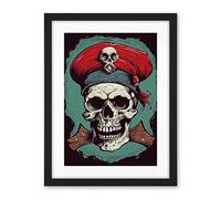 Artery8 Old School USA Tattoo Ink Body Art Pirate Skull Rockabilly Americana 50s Artwork Framed Wall Art Print 18X24 Inch