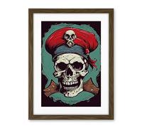 Artery8 Old School USA Tattoo Ink Body Art Pirate Skull Rockabilly Americana 50s Artwork Framed Wall Art Print 18X24 Inch