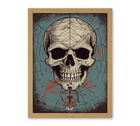 Artery8 Old School USA Tattoo Ink Body Art Skull Spider Rockabilly Americana 50s Artwork Framed Wall Art Print 18X24 Inch