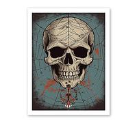 Artery8 Old School USA Tattoo Ink Body Art Skull Spider Rockabilly Americana 50s Artwork Framed Wall Art Print 18X24 Inch