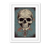Artery8 Old School USA Tattoo Ink Body Art Skull Spider Rockabilly Americana 50s Artwork Framed Wall Art Print 18X24 Inch