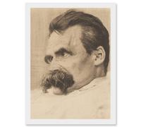 Artery8 Olde Portrait Philosopher Friedrich Nietzsche Drawing Artwork Framed Wall Art Print A4