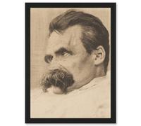 Artery8 Olde Portrait Philosopher Friedrich Nietzsche Drawing Artwork Framed Wall Art Print A4
