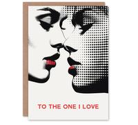 Artery8 One I Love Two Lesbian Women Kiss Black White Red Valentine's Day Card Artery8 Black