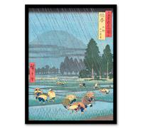 Artery8 Ono Distant View Mount Daisen Framed Wall Art Print Hiroshige in Blue | Size: A4 Artery8 Blue A4