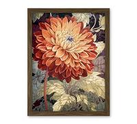 Artery8 Orange Dahlia Flower Watercolour Illustration Artwork Framed Wall Art Print 18X24 Inch