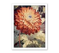 Artery8 Orange Dahlia Flower Watercolour Illustration Artwork Framed Wall Art Print 18X24 Inch