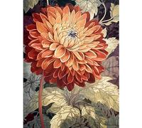 Artery8 Orange Dahlia Flower Watercolour Illustration Large Wall Art Poster Print Thick Paper 18X24 Inch