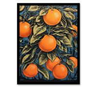 Artery8 Orange Grove On Teal Kitchen Artwork Interior Decor Painting Art Print Framed Poster Wall Decor in Black | Size: A4 Artery8 Black A4