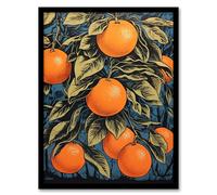 Artery8 Orange Grove On Teal Kitchen Artwork Interior Decor Painting Artwork Framed Wall Art Print A4