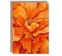 Artery8 Orange Marigold Flower Painting Modernist Floral Greeting Birthday Card Him Her All Blank