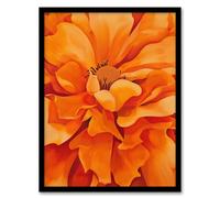 Artery8 Orange Marigold Flower Painting Modernist Floral Living Room Artwork Framed Wall Art Print A4
