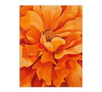 Artery8 Orange Marigold Flower Painting Modernist Floral Living Room Extra Large XL Wall Art Poster Print
