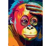 Artery8 Orangutan Illustration Colourful XL Giant Panel Poster (8 Sections)