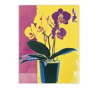 Artery8 Orchid Flower Pot Purple Yellow Painting Living Room Large Wall Art Poster Print Thick Paper 18X24 Inch